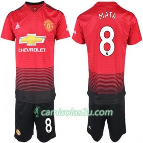 Camisolas de Futebol Manchester United Juan Mata 8 Criança Equipamento Principal 2018/19 Manga Curta